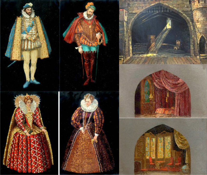 Эскиз декораций и костюмов к трагедии Ф. Шиллера "Мария Стюарт"